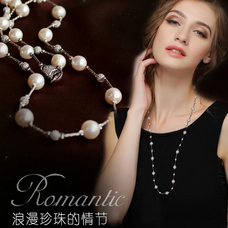 Adjustable fashion pearl beads necklace